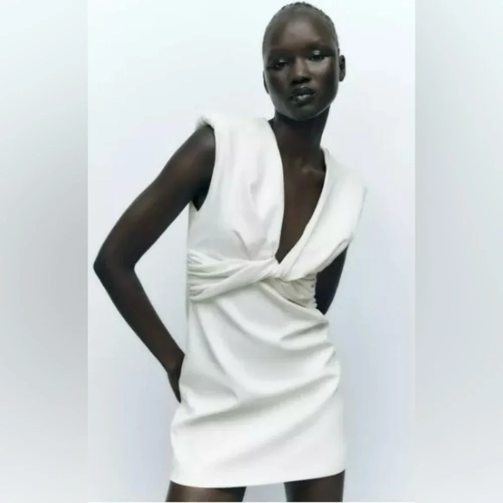 Zara Dress with Shoulder Pads‎ Knot V-Neckline
